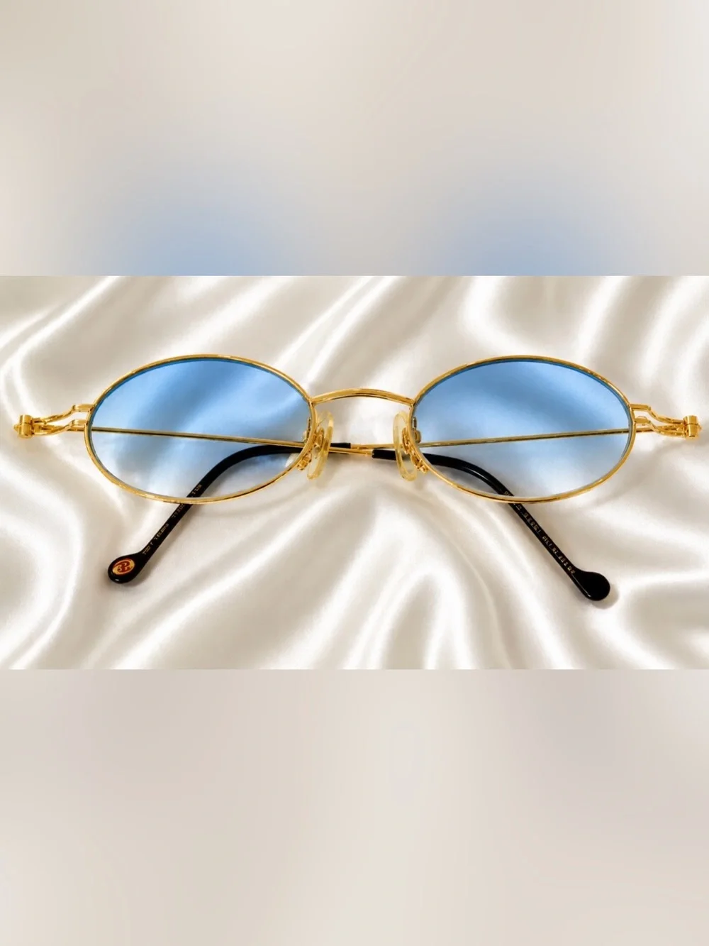 VERY RARE Authentic Gucci Coogi Brand Name Gold Metal Frame Blue Tint Sunglasses